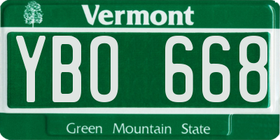 VT license plate YBO668