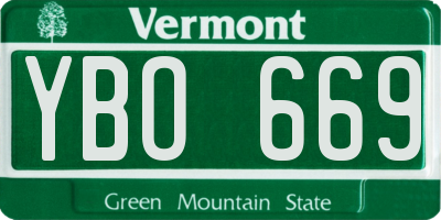 VT license plate YBO669
