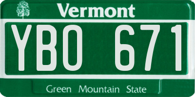 VT license plate YBO671