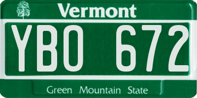 VT license plate YBO672