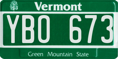 VT license plate YBO673