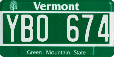 VT license plate YBO674