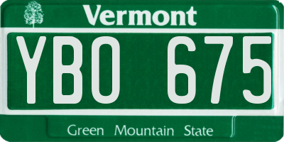 VT license plate YBO675