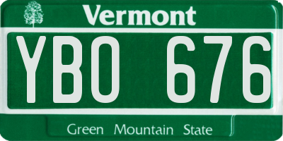 VT license plate YBO676