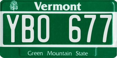 VT license plate YBO677