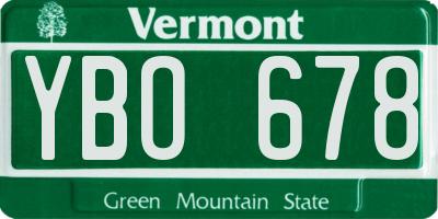 VT license plate YBO678