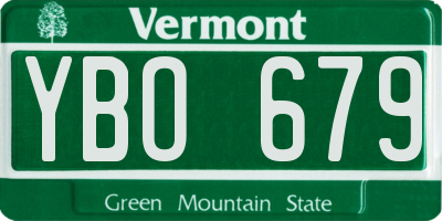 VT license plate YBO679