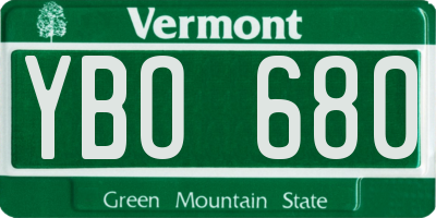 VT license plate YBO680