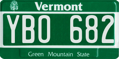 VT license plate YBO682