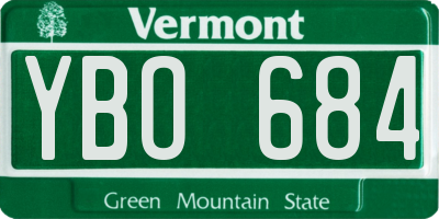 VT license plate YBO684