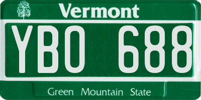 VT license plate YBO688
