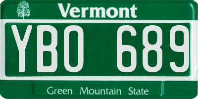 VT license plate YBO689