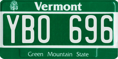 VT license plate YBO696