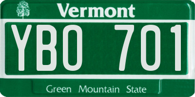 VT license plate YBO701