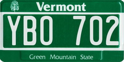 VT license plate YBO702
