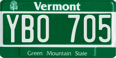 VT license plate YBO705