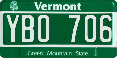 VT license plate YBO706