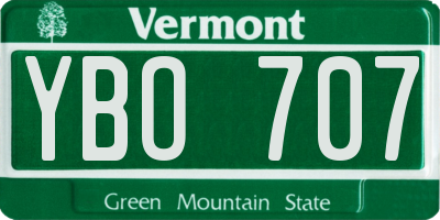 VT license plate YBO707