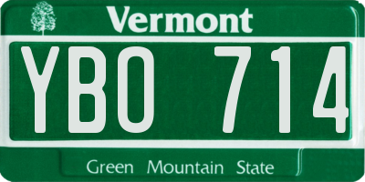 VT license plate YBO714