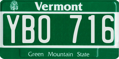 VT license plate YBO716