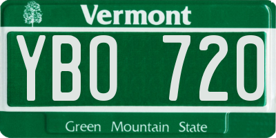 VT license plate YBO720