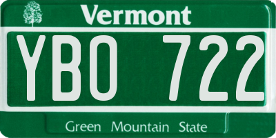 VT license plate YBO722