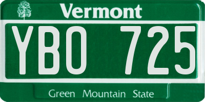 VT license plate YBO725