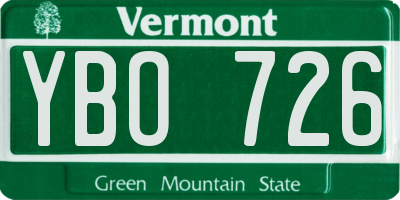 VT license plate YBO726