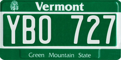 VT license plate YBO727