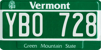 VT license plate YBO728