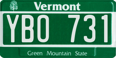 VT license plate YBO731