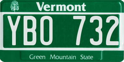 VT license plate YBO732