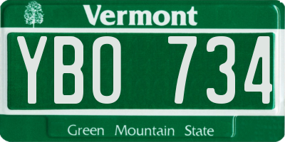 VT license plate YBO734
