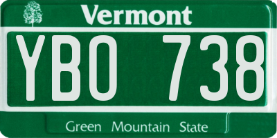 VT license plate YBO738