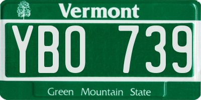 VT license plate YBO739