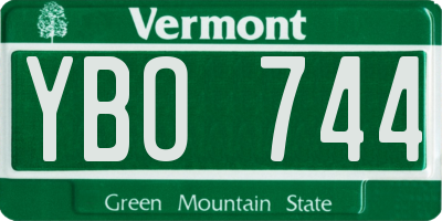 VT license plate YBO744