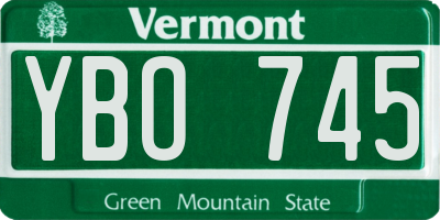 VT license plate YBO745