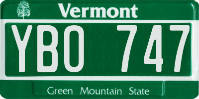 VT license plate YBO747