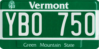 VT license plate YBO750