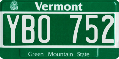 VT license plate YBO752