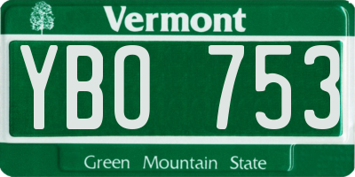 VT license plate YBO753