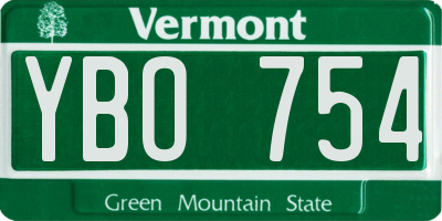 VT license plate YBO754