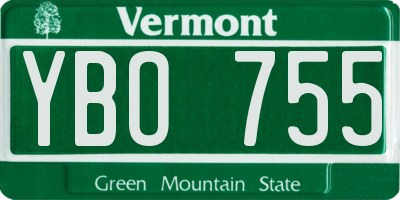 VT license plate YBO755