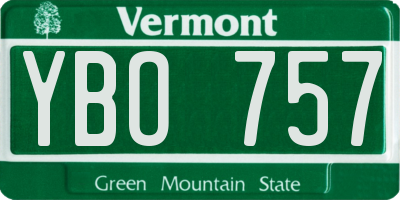 VT license plate YBO757