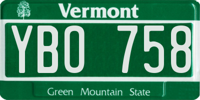 VT license plate YBO758