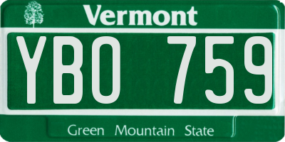 VT license plate YBO759