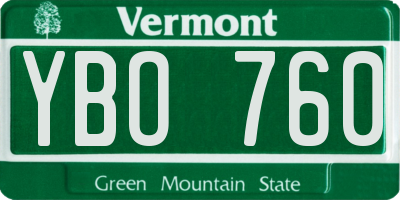 VT license plate YBO760