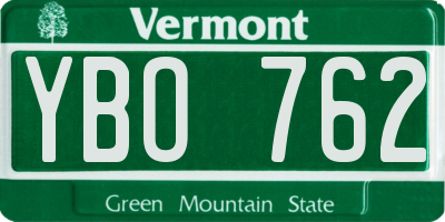 VT license plate YBO762