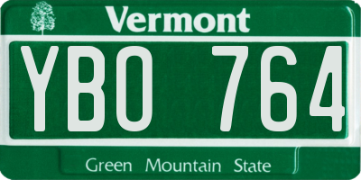 VT license plate YBO764
