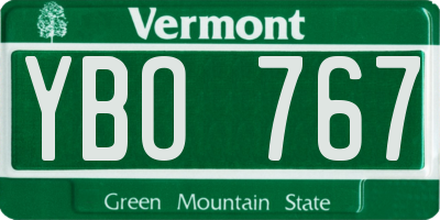 VT license plate YBO767
